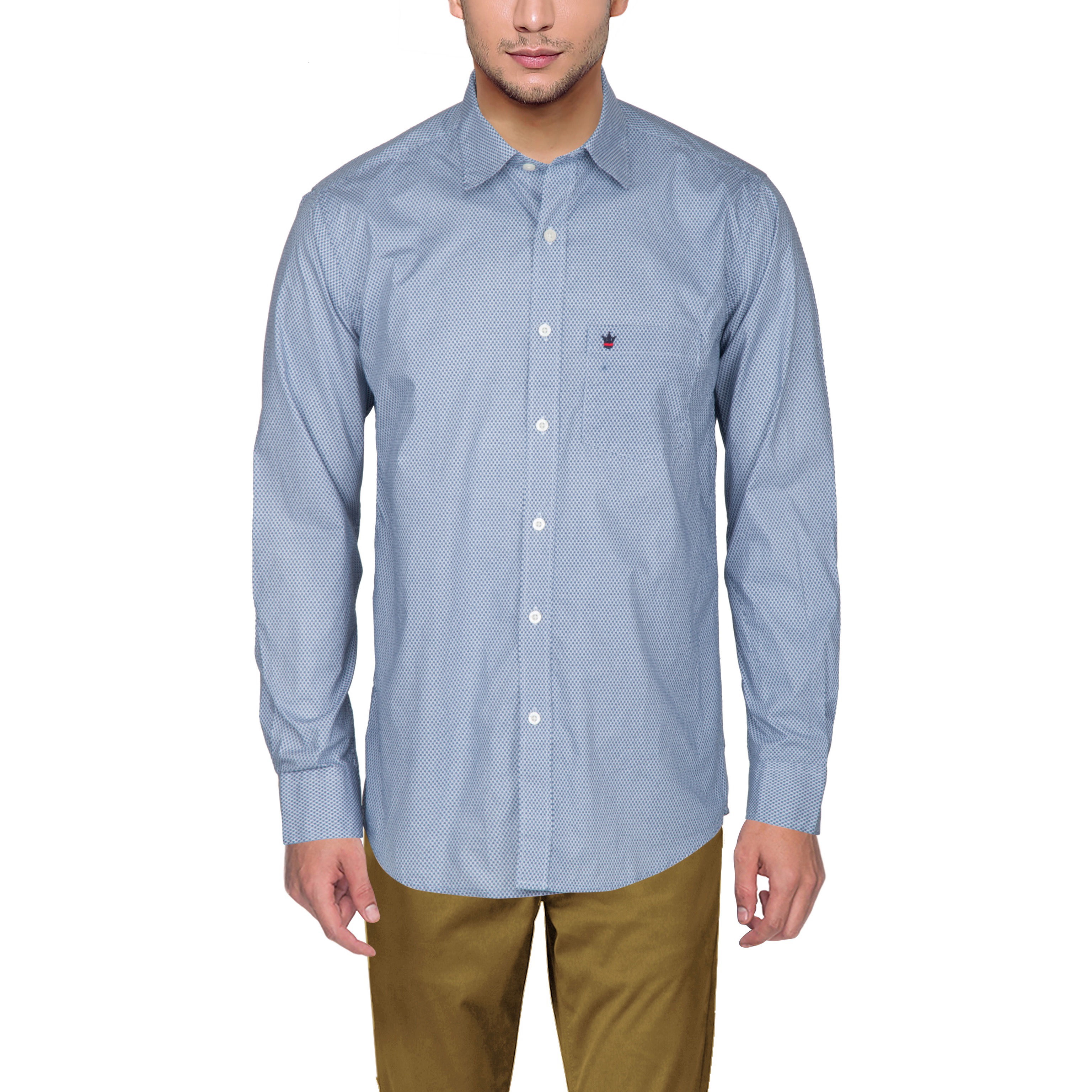 D'INDIAN CLUB Men's Light Blue Checkered Cotton Causal Shirt