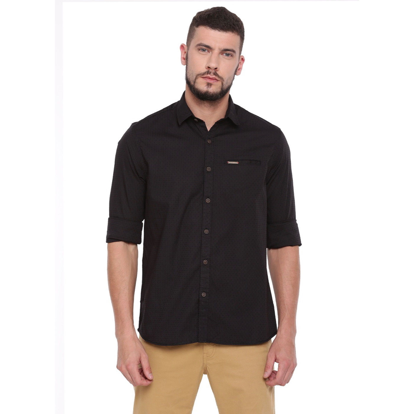 UNITED CLUB™ Men's Black Plain Cotton Shirt
