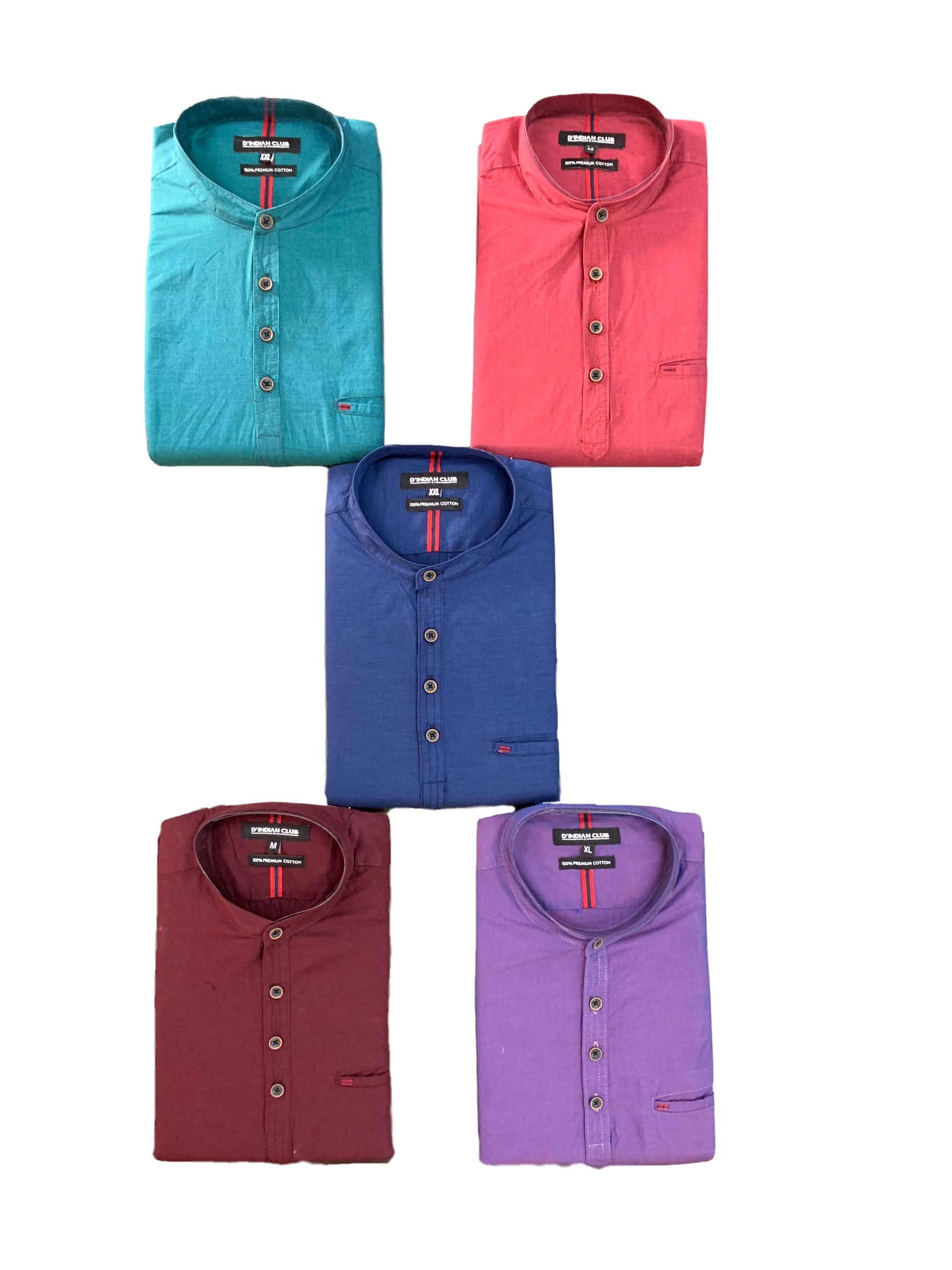 D’INDIAN CLUB Men’s Kurta Style Cotton Shirt