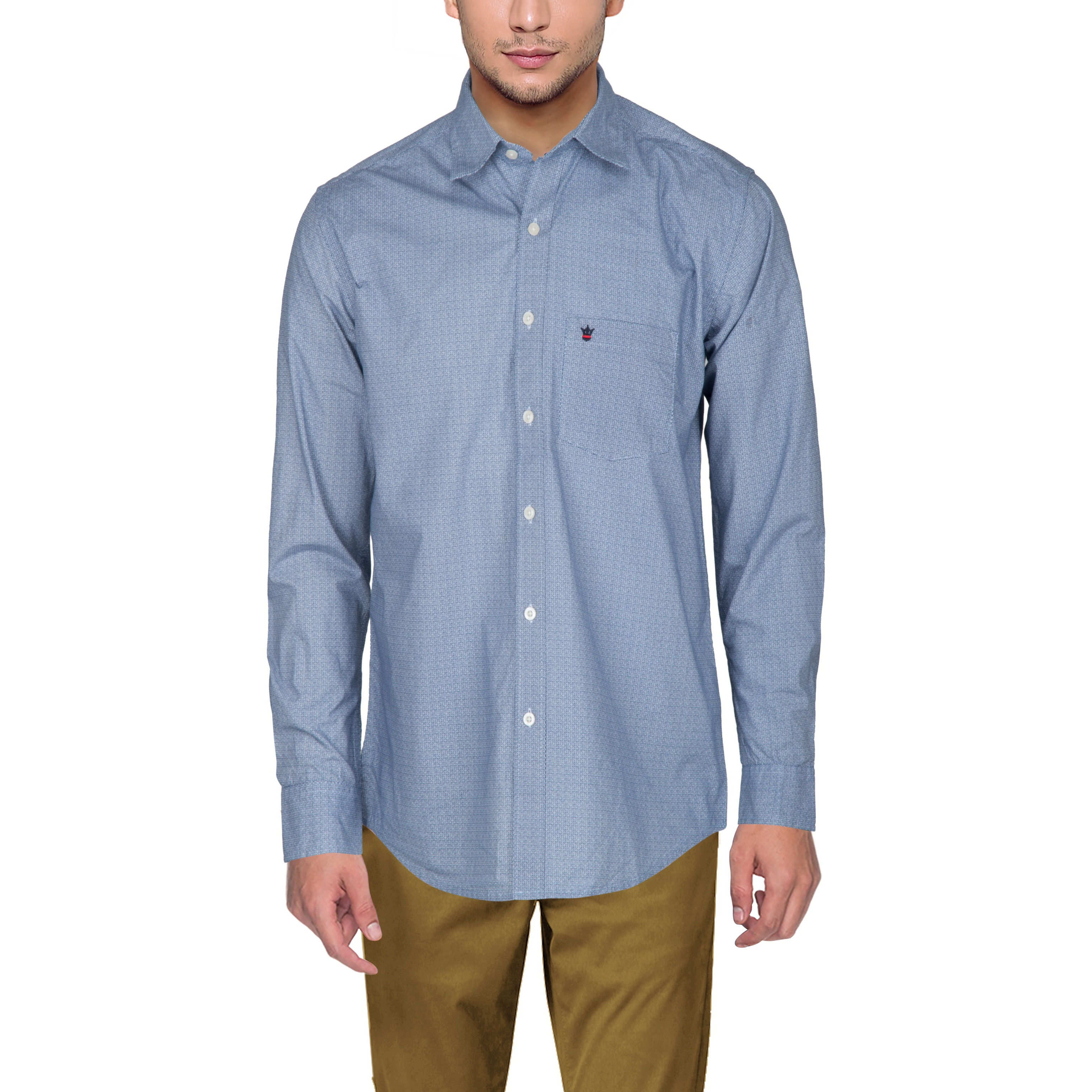 D’INDIAN CLUB Men’s Blue Printed Cotton Causal Shirt