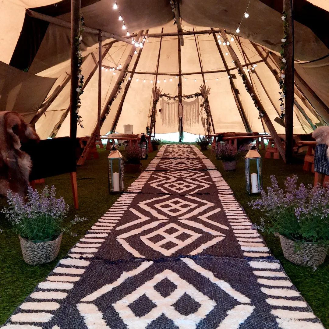 A tipi decorated for a wedding at Hilton Garden Inn Snowdonia