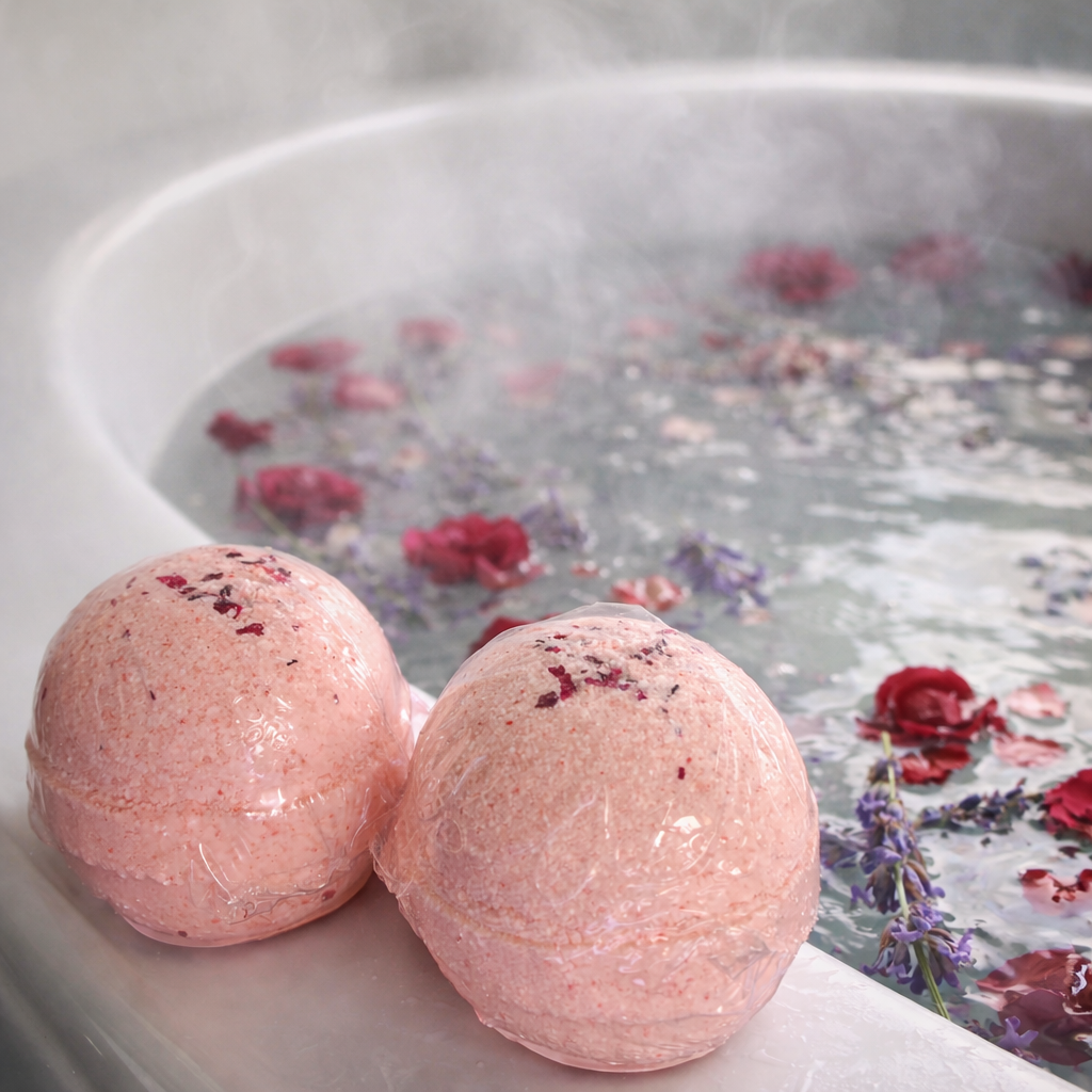 Lavender Fresh Rose Foaming Bath Bomb