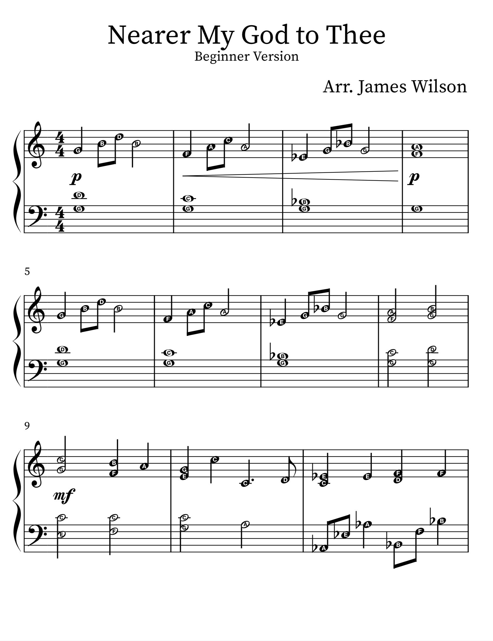 Nearer My God to Thee Beginner Version