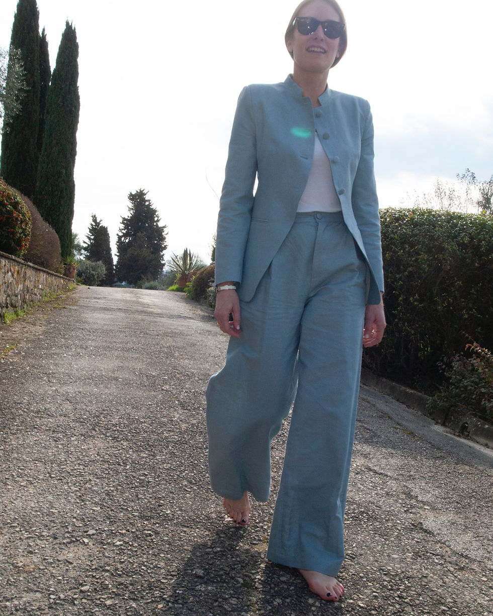 Miniatura: BECCA Wide-Leg Linen Trousers - Powder Blue