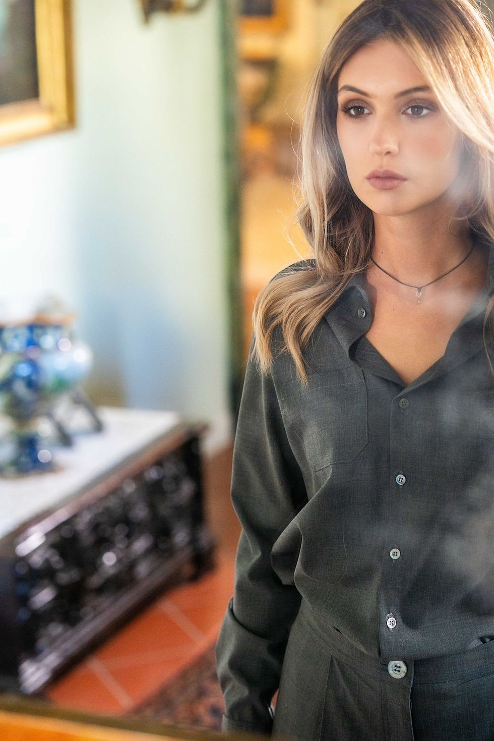 Miniatura: CHICCA Wool & Viscose Shirt - Charcoal Grey