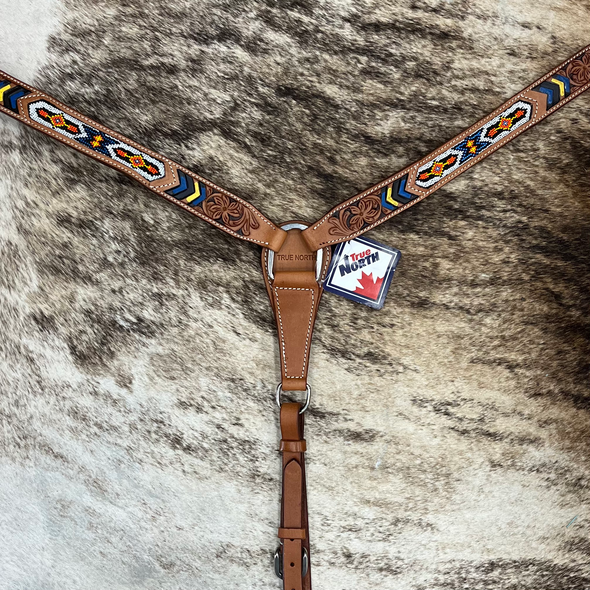 Beaded Light Oil Breast Collar - Cobalt Sunrise