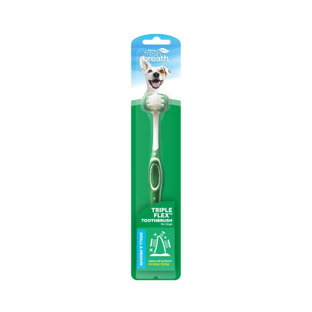 Tropiclean Fresh Breath Triple Flex Toothbrush for Dogs - Small & Medium