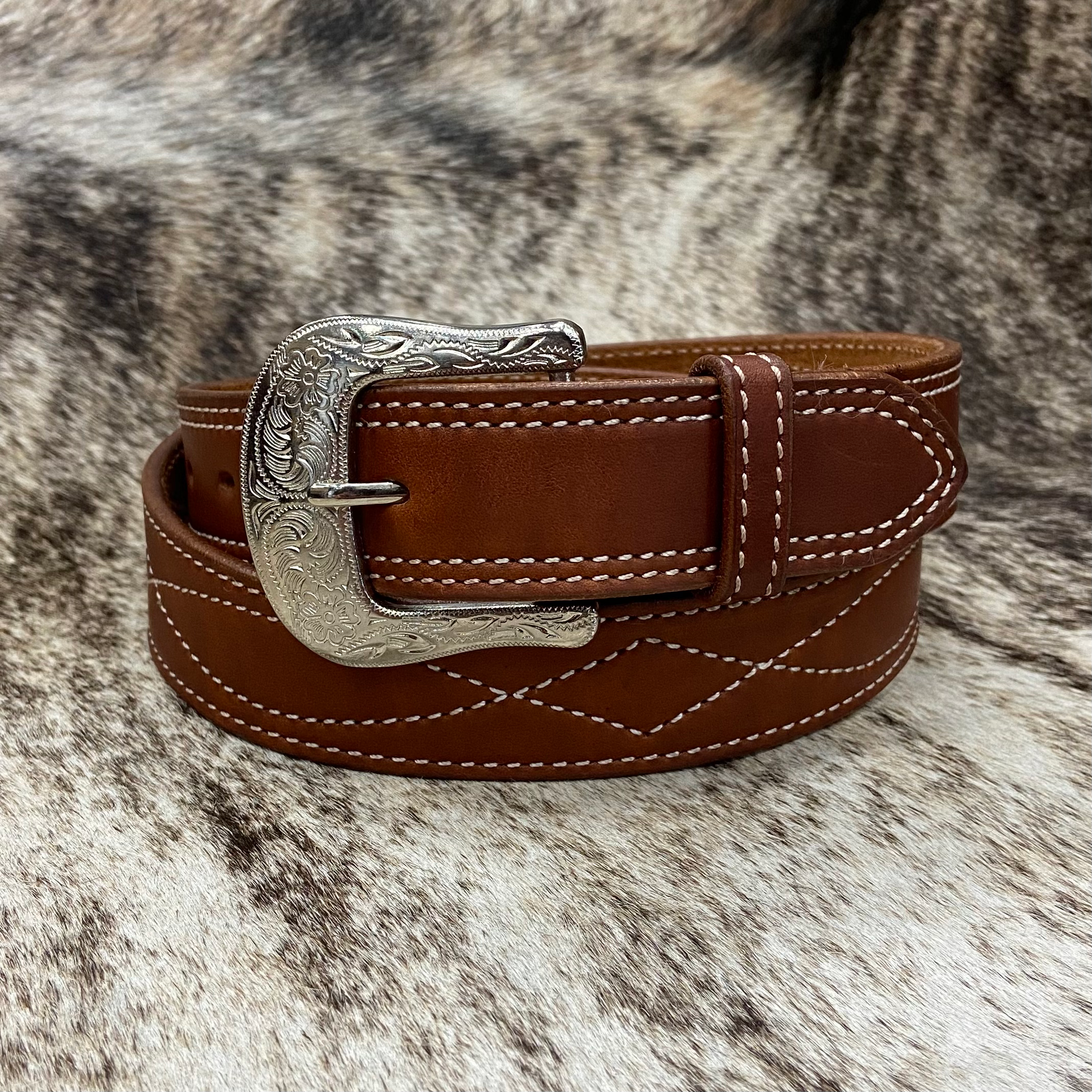 Circle Y Belt - Stitched Leather