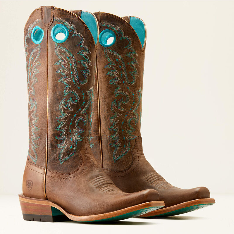 Thumbnail: Ladies Ariat Futurity Boot - Pecan Brown & Turquoise