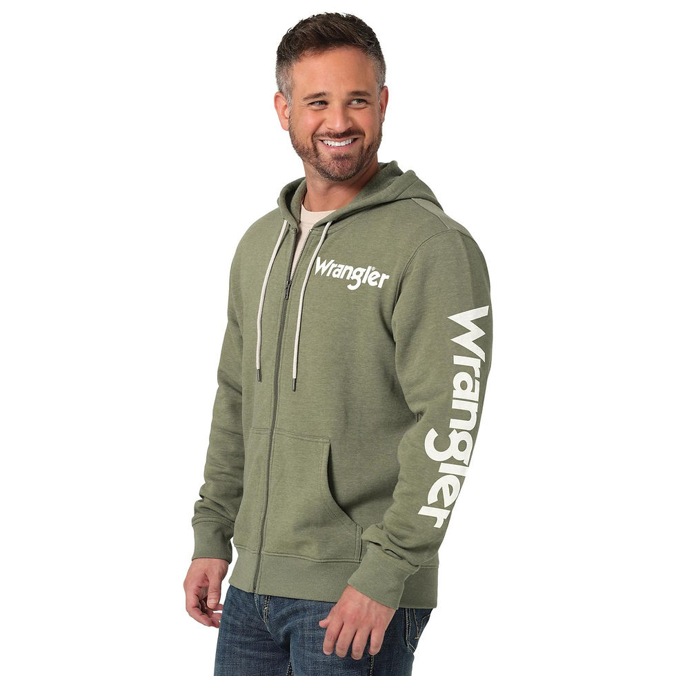 Mens Wrangler Zip-Up Hoodie - Green Heather