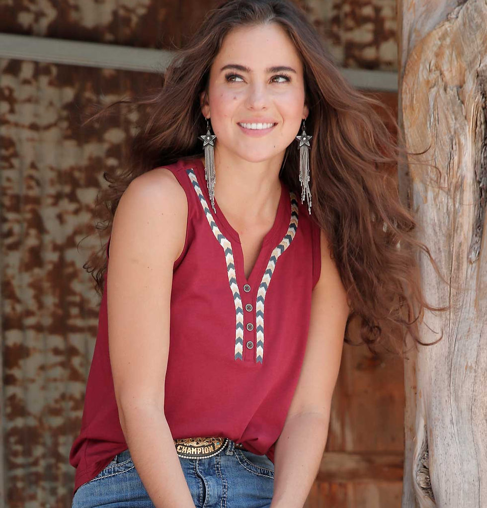Ladies Burgundy Tank Top with Chevron