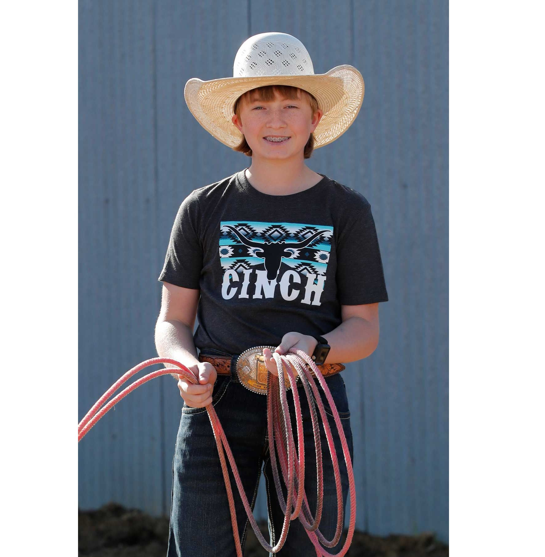 Boy's Cinch Tee - Aztec Steerhead