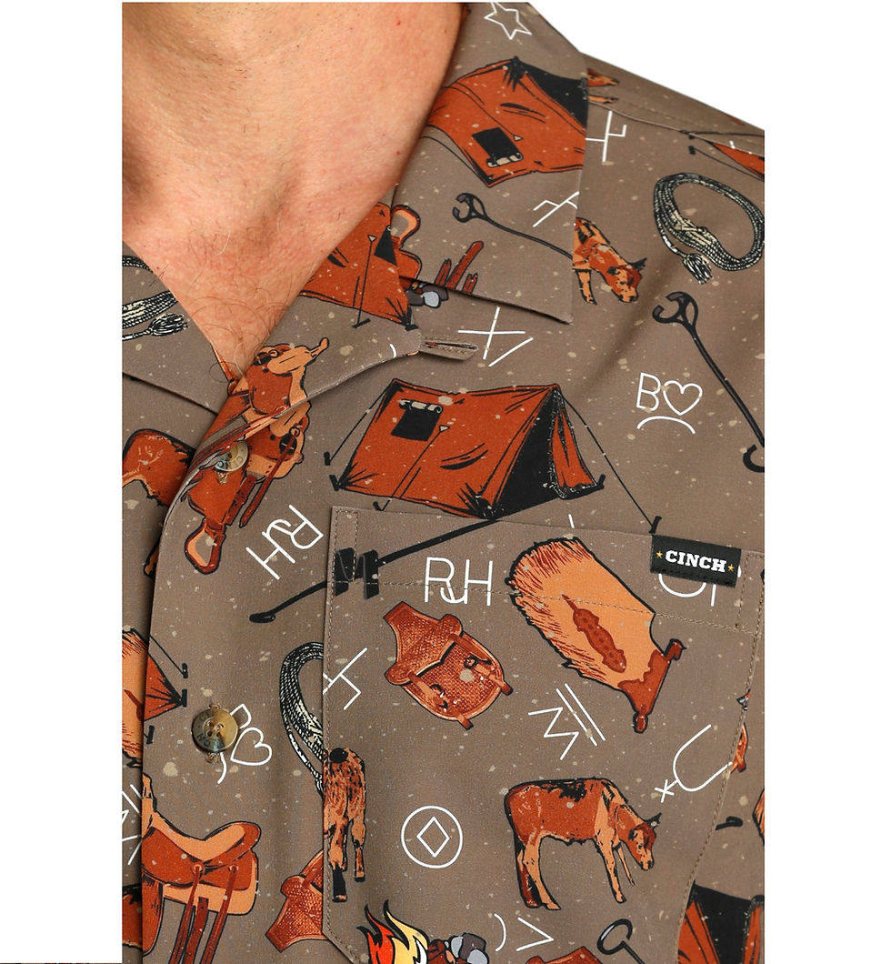 Thumbnail: Mens Cinch Short Sleeve Button Up - Rodeo Campfire
