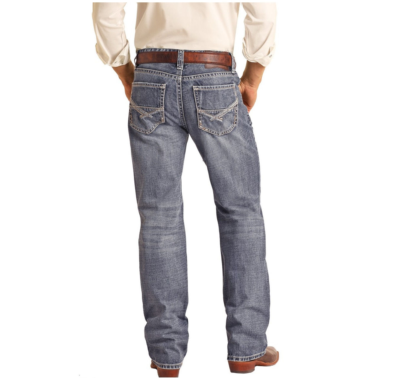 Mens Rock&Roll Denim Relaxed Straight Bootcut Jeans - FX