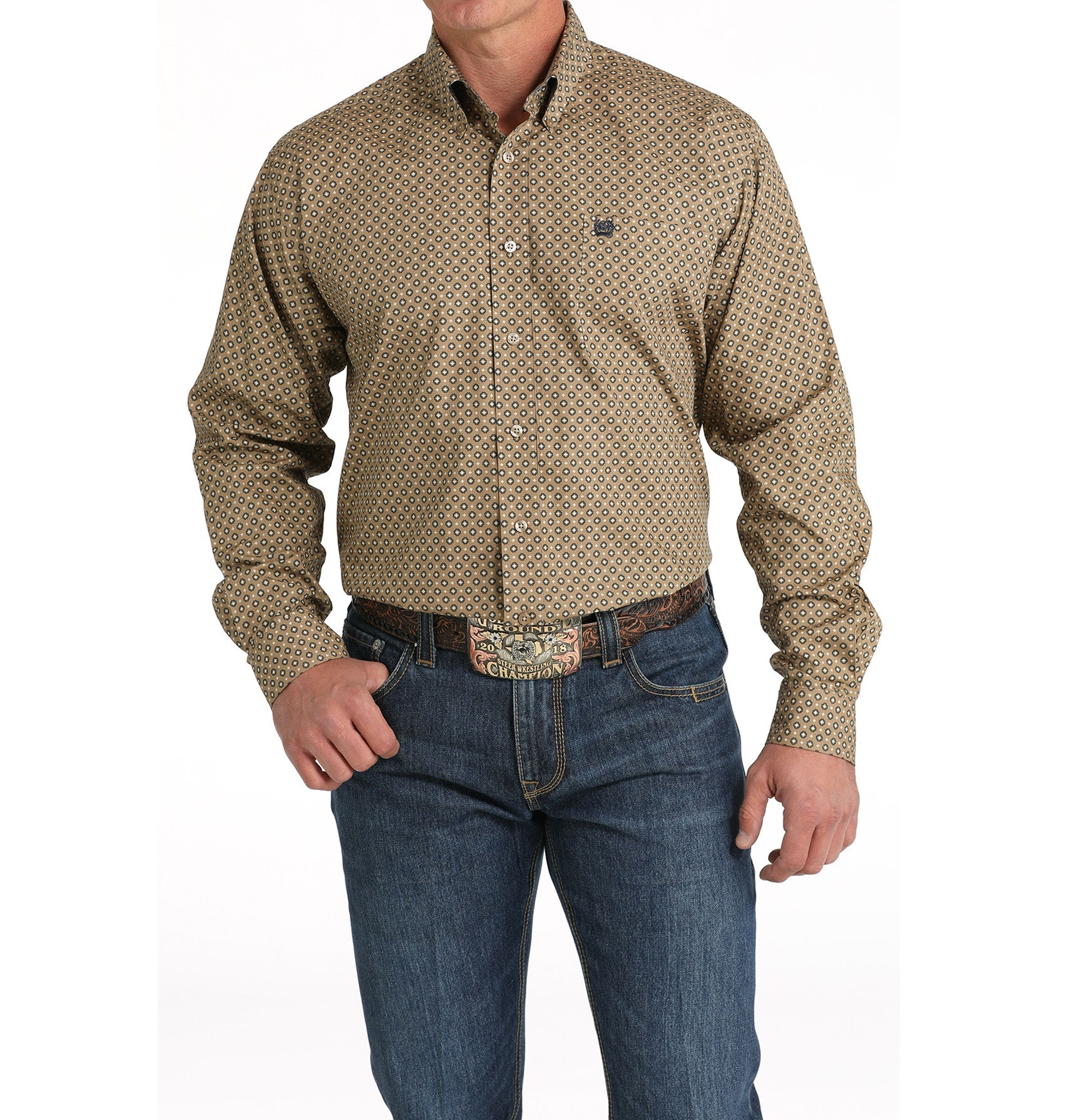 Mens Cinch Long Sleeve Western Shirt - Camel Burst
