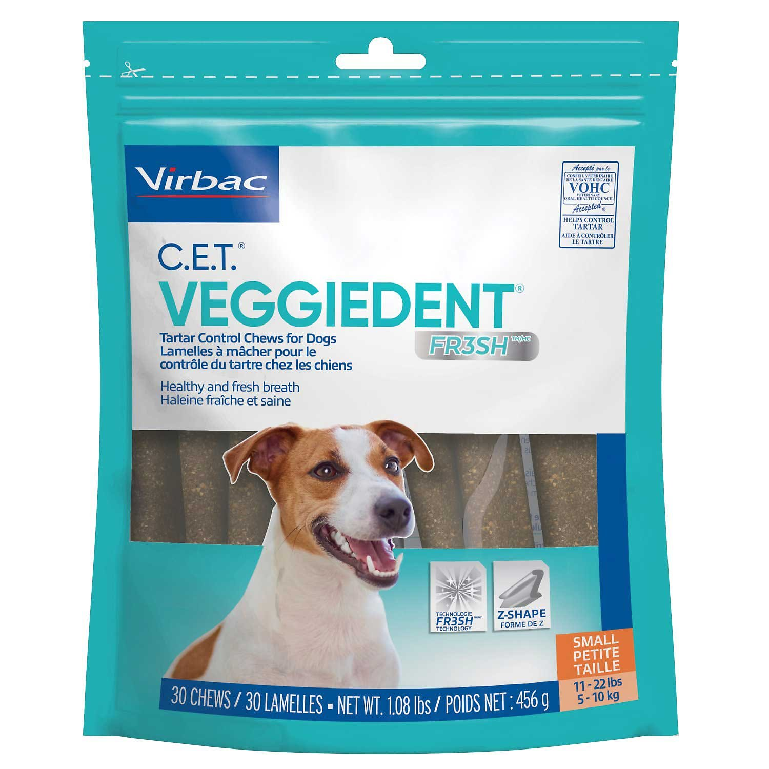 Virbac C.E.T Veggiedent FR3SH Tartar Control Chews - Small 30ct