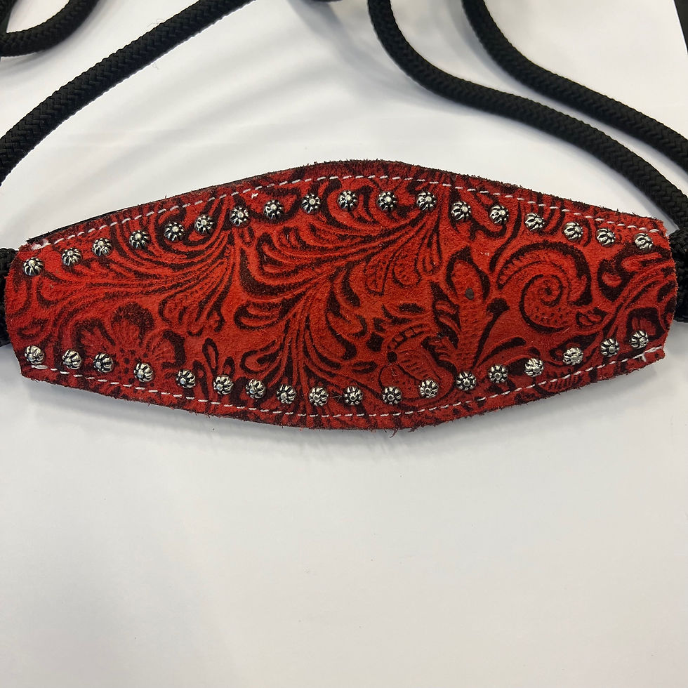 Thumbnail: Black Rope Halter with Floral Roughout Noseband and 10ft Lead