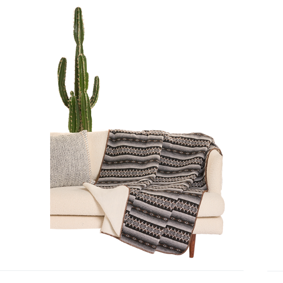 R&R Jacquard Lined Blanket - Grey