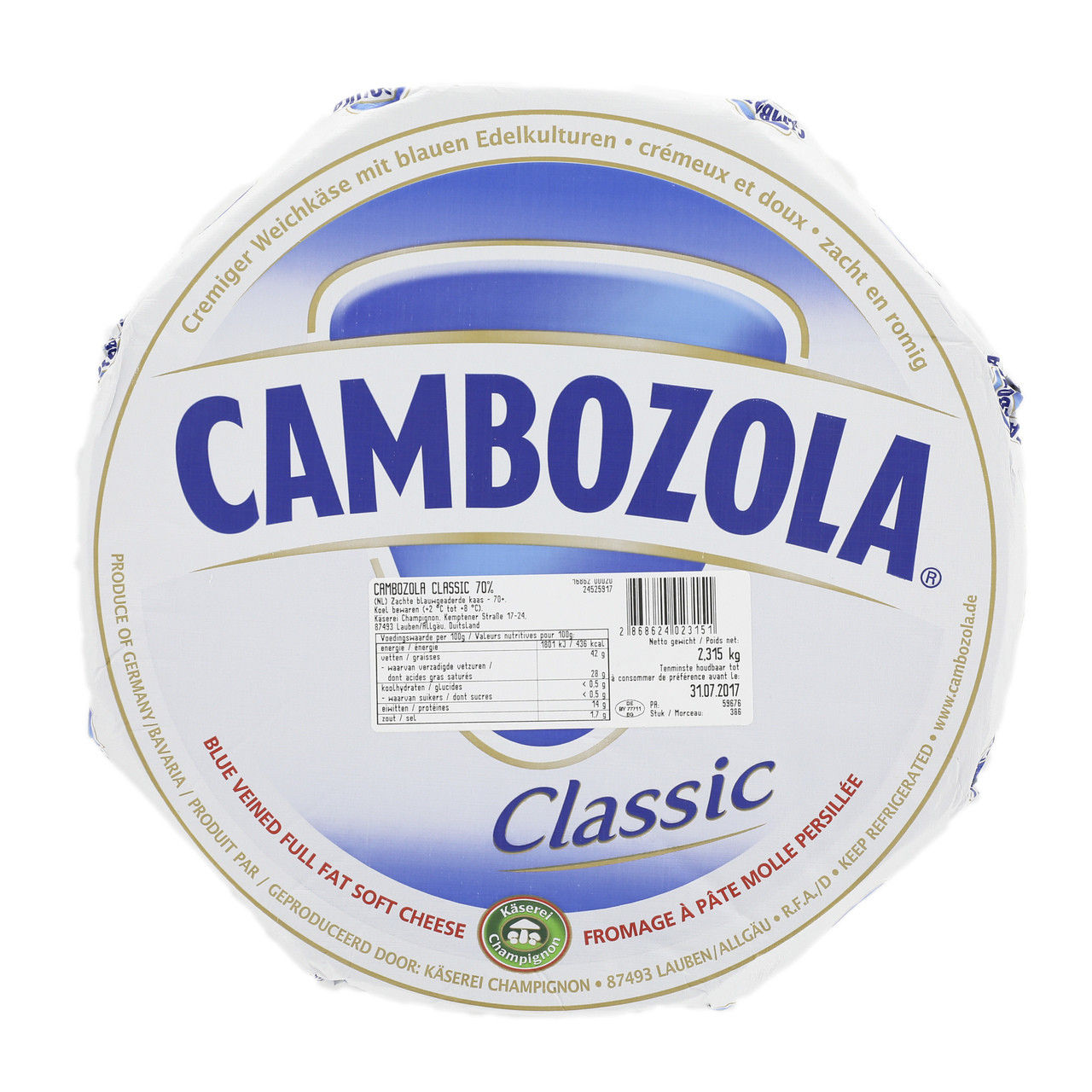 德國金寶蘇那芝士 (2-2.3kg)