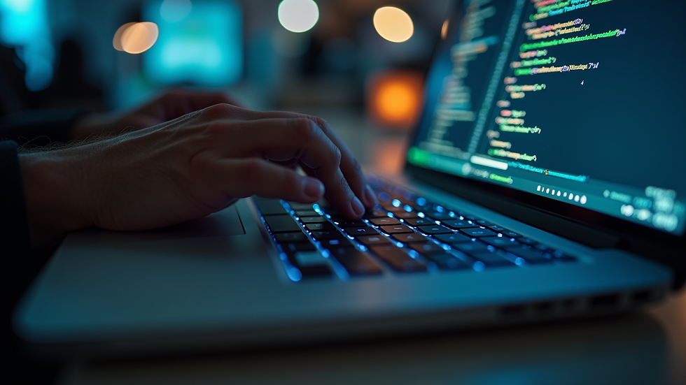 close-up view of a developer debugging code on a laptop