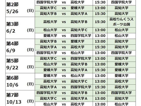 2019’インディペンデンスリーグ四国/試合スケジュールのお知らせ