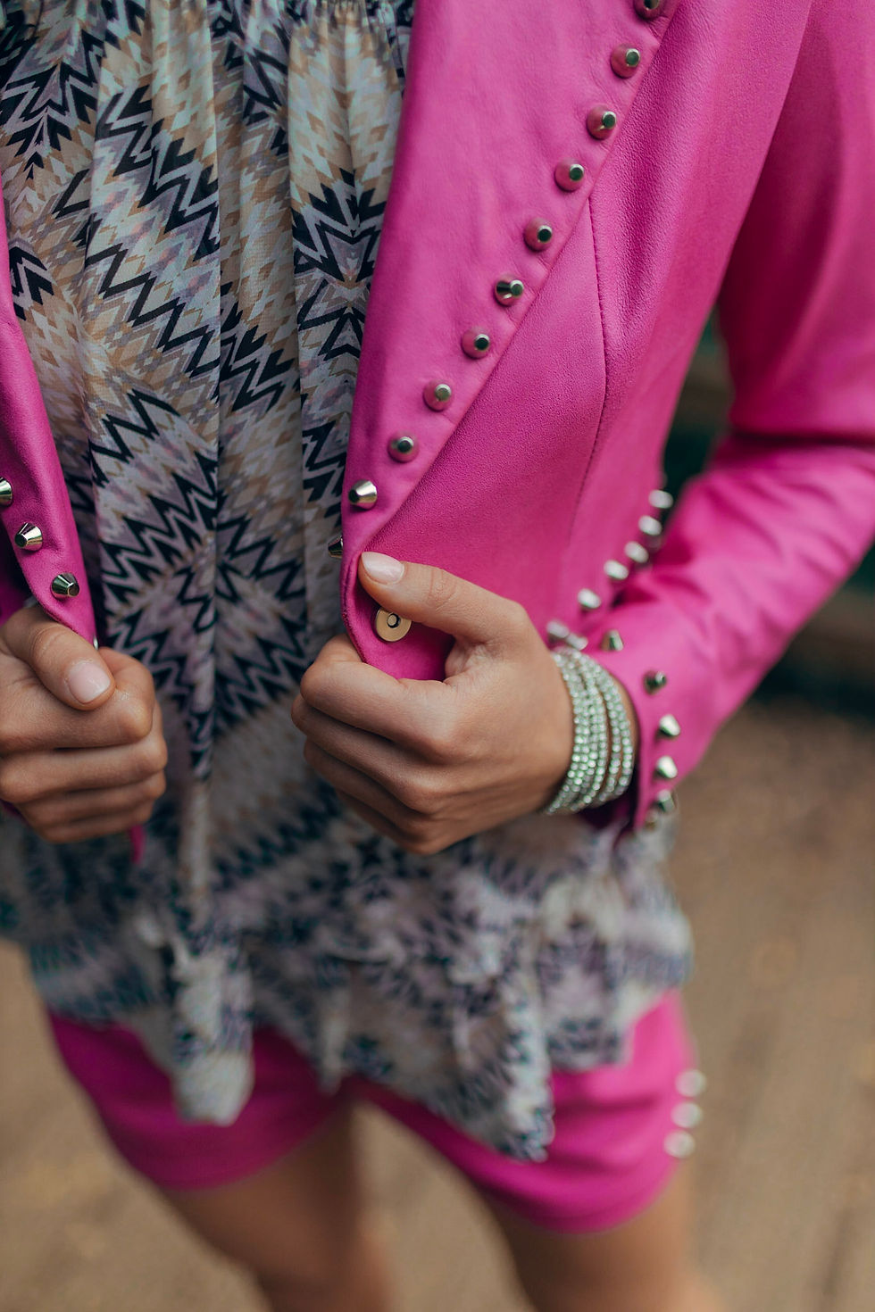Thumbnail: Pink  Leather Jacket