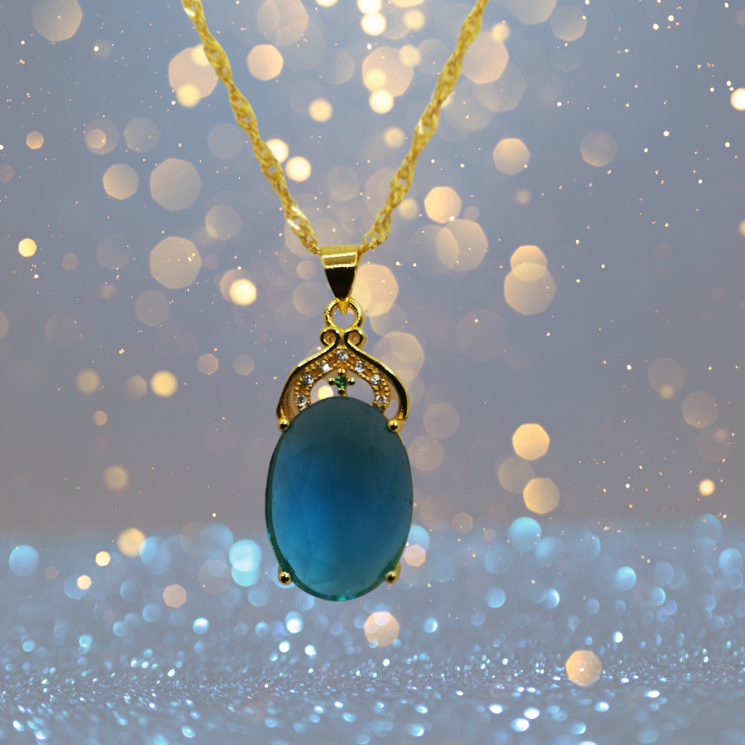 Sapphire Blue Waterdrop Crystal Pendant