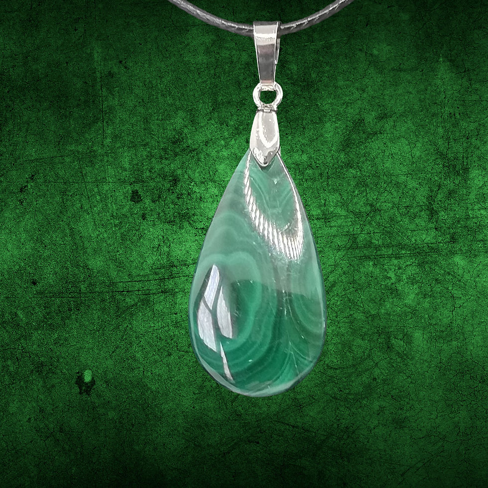 Polished Green Malachite Teardrop Crystal Pendant