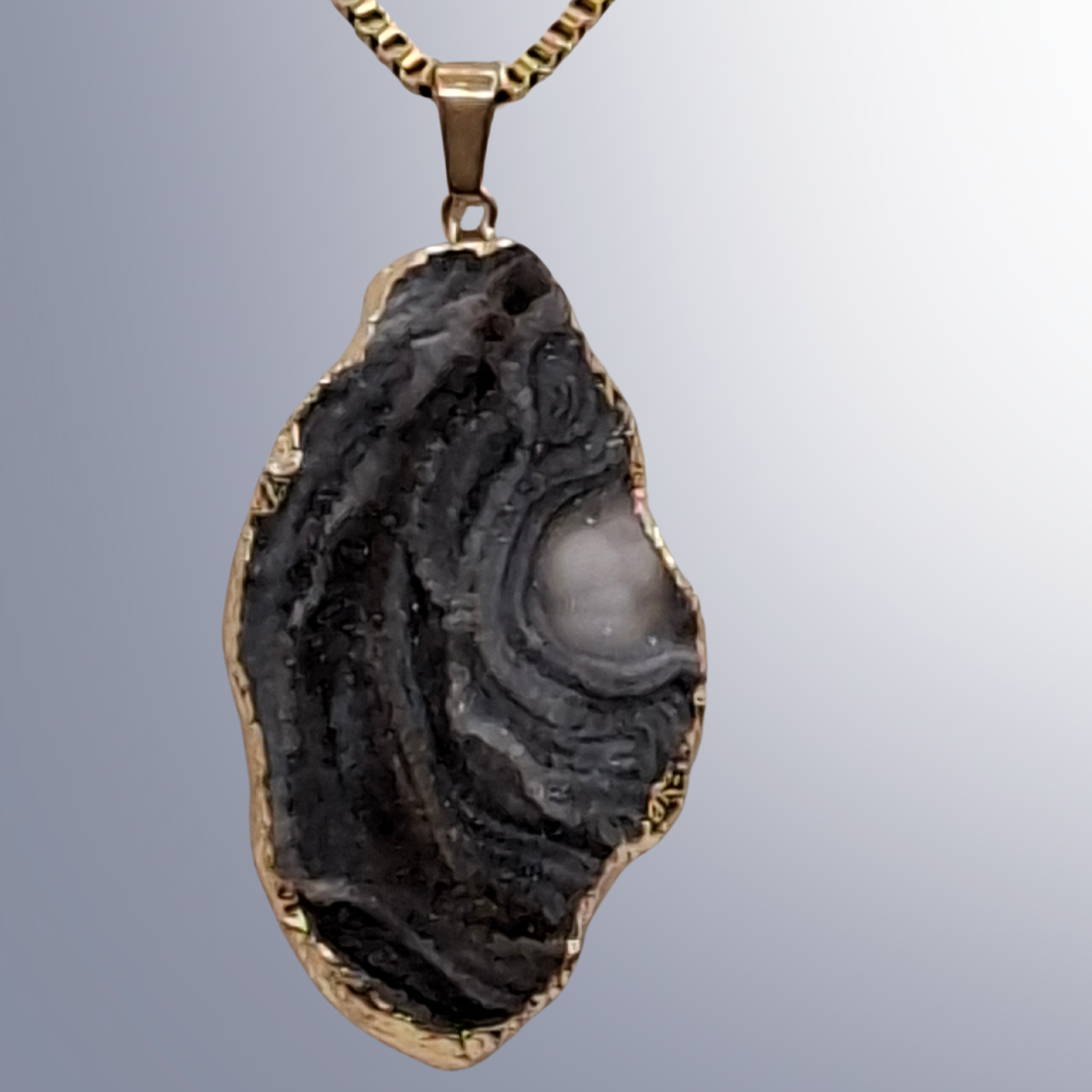 Raw Agate Crystal Pendant on Gold-Plated Chain