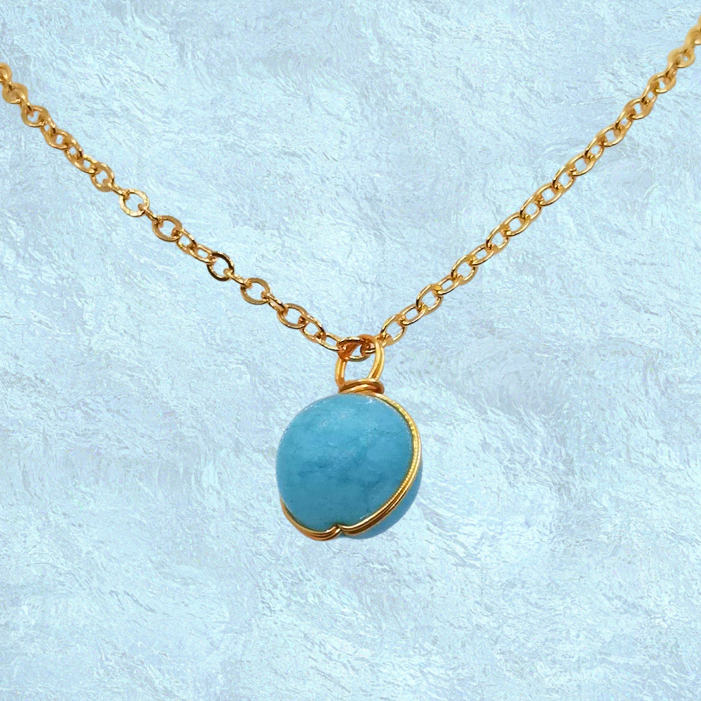 Aquamarine Round Crystal Pendant