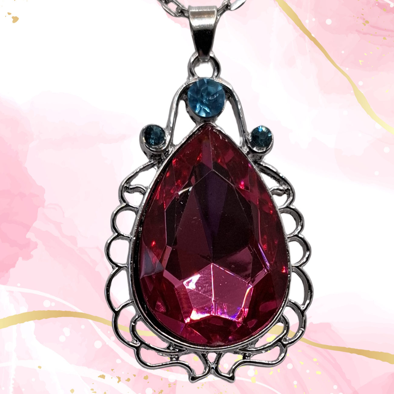 Rose Pink Teardrop Crystal Pendant