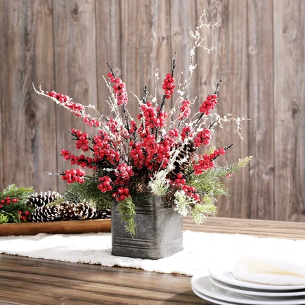 Cedar+and+Snowy+Birch+Christmas+Berry+Floral+Centerpieces+in+Planter