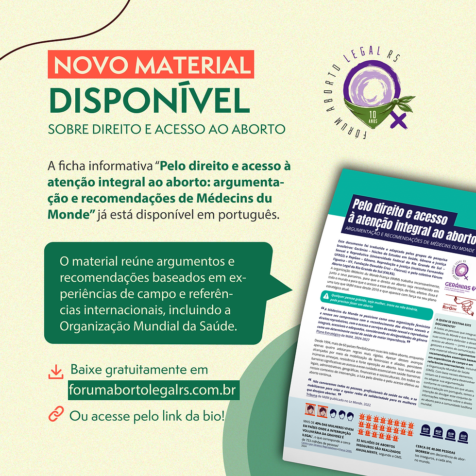 Novo material disponível sobre direito e acesso ao aborto