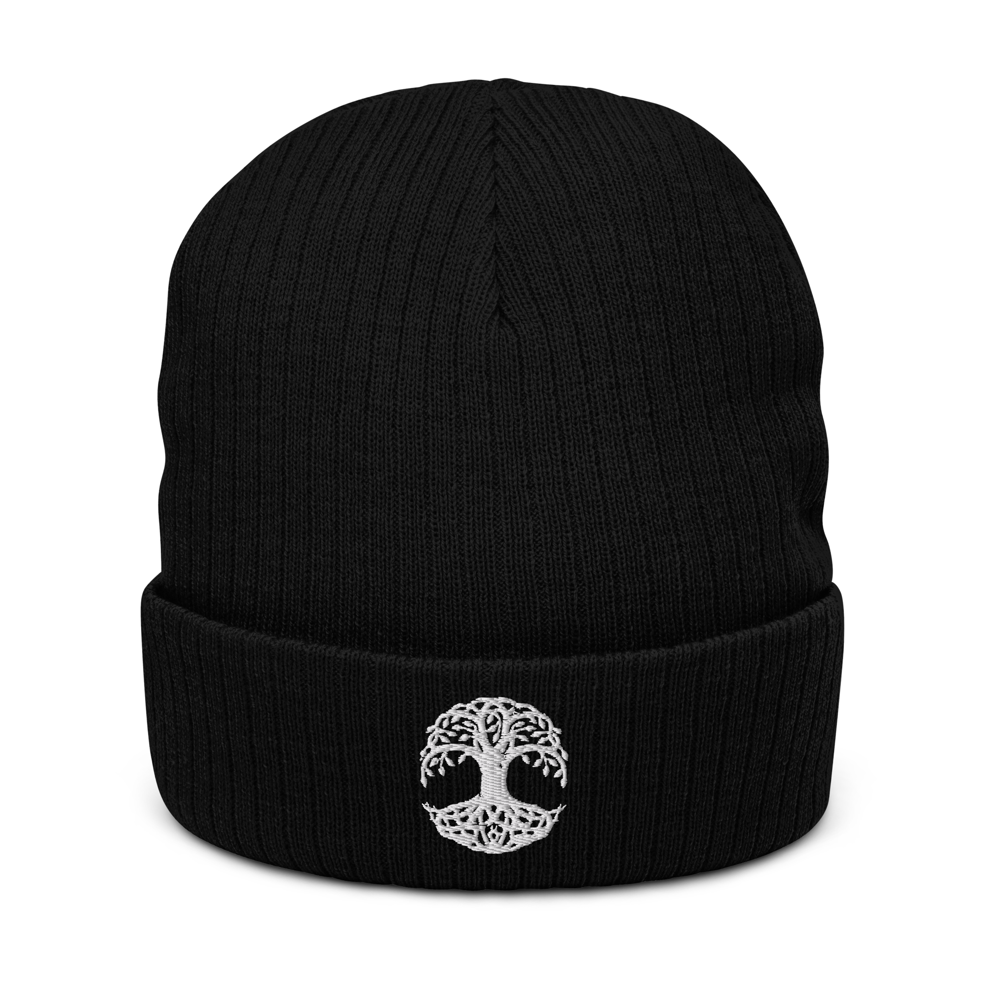 Nytewood Ribbed knit beanie (White Logo)
