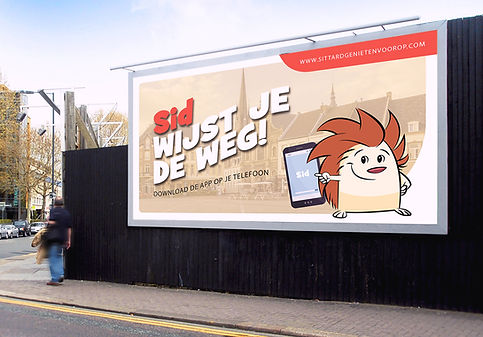 Reclame op billboard  'Sid wijst je de weg'
