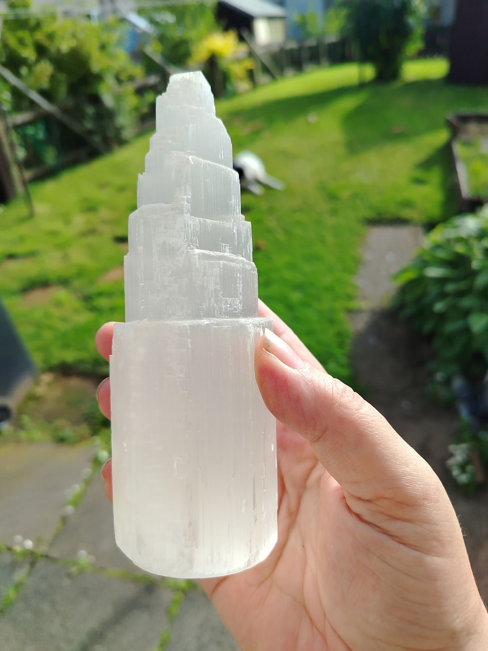 Thumbnail: 15cm Tall Selenite Tower, Heavy, Recycled Crystals