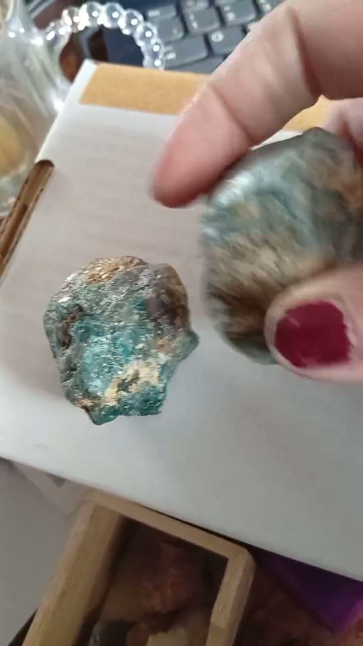 Thumbnail: blue green apatite crystal chunks