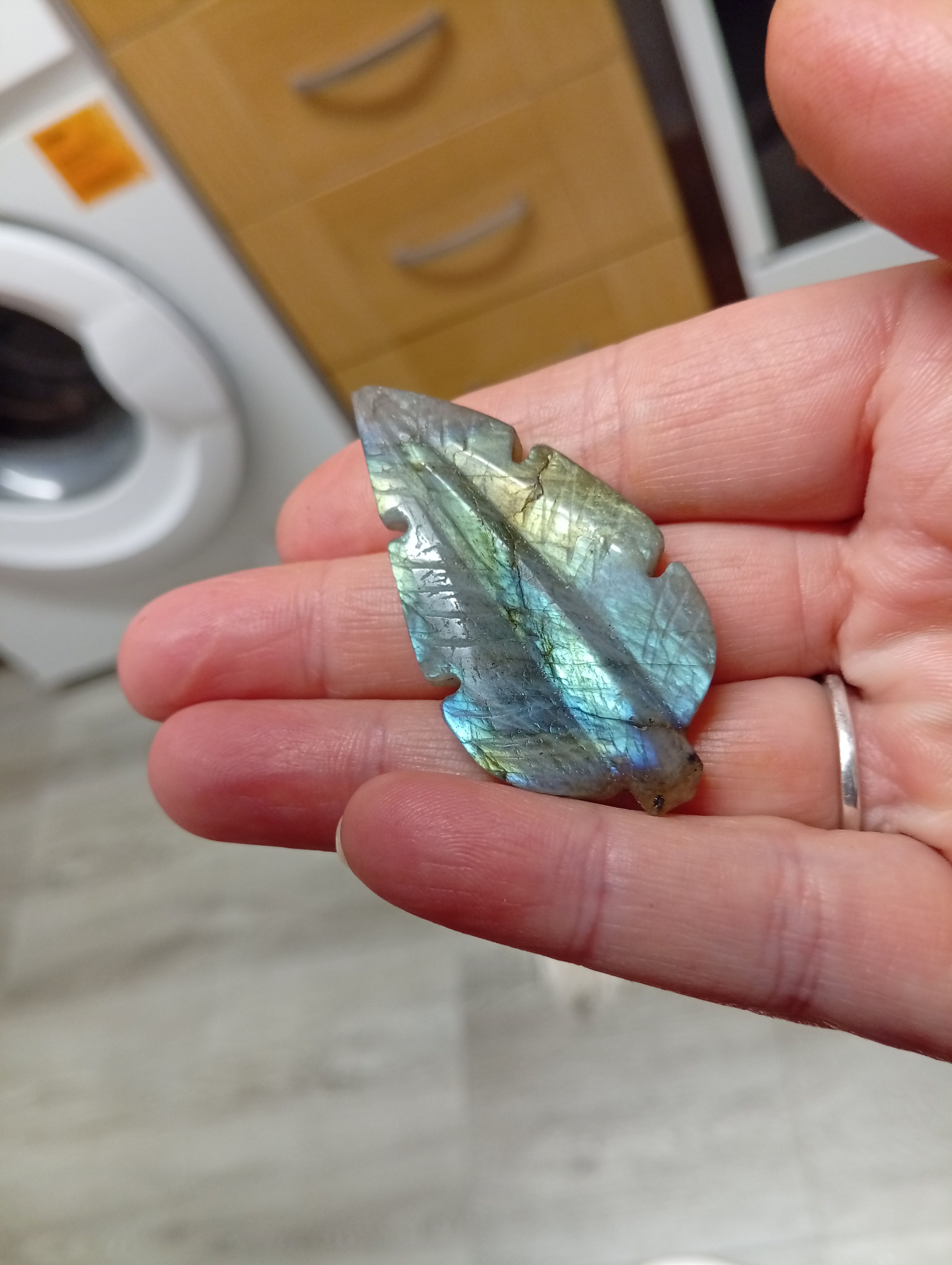 Labradorite Leaf - Carved Igneous Rock - Preloved Crystals
