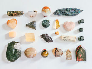 a crystal collection againsta white background.