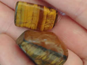 two pieces of tiger's eye displaying golden light