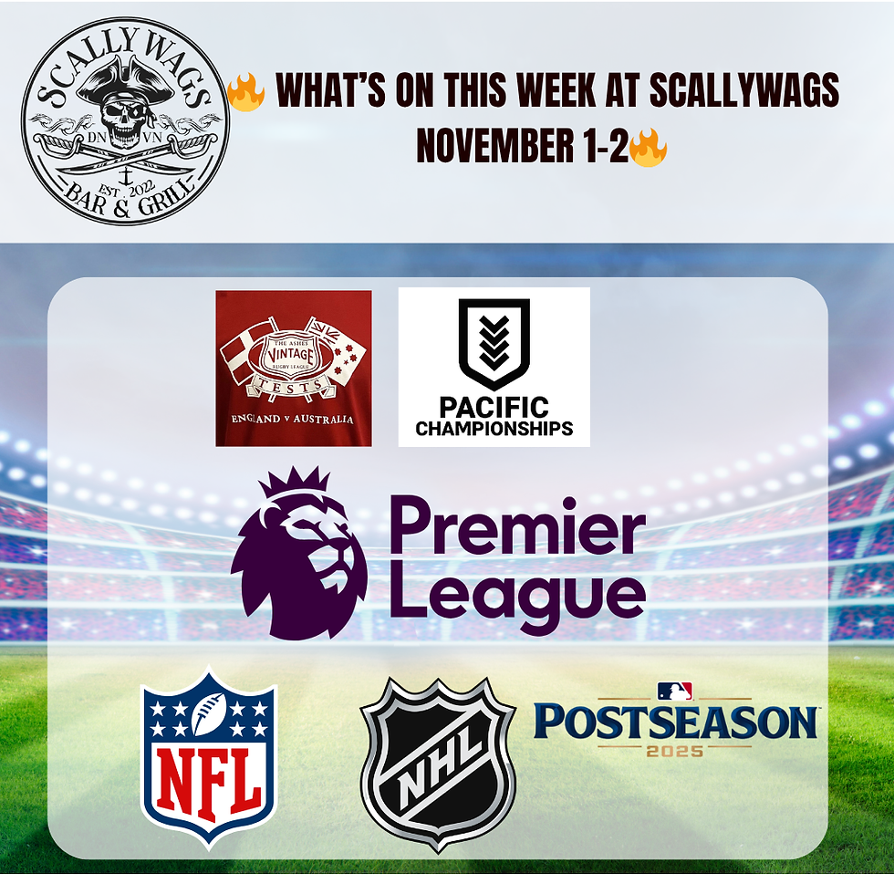 šā½ Scallywags Weekend Sports Round-Up! | Nov 1ā2, 2025