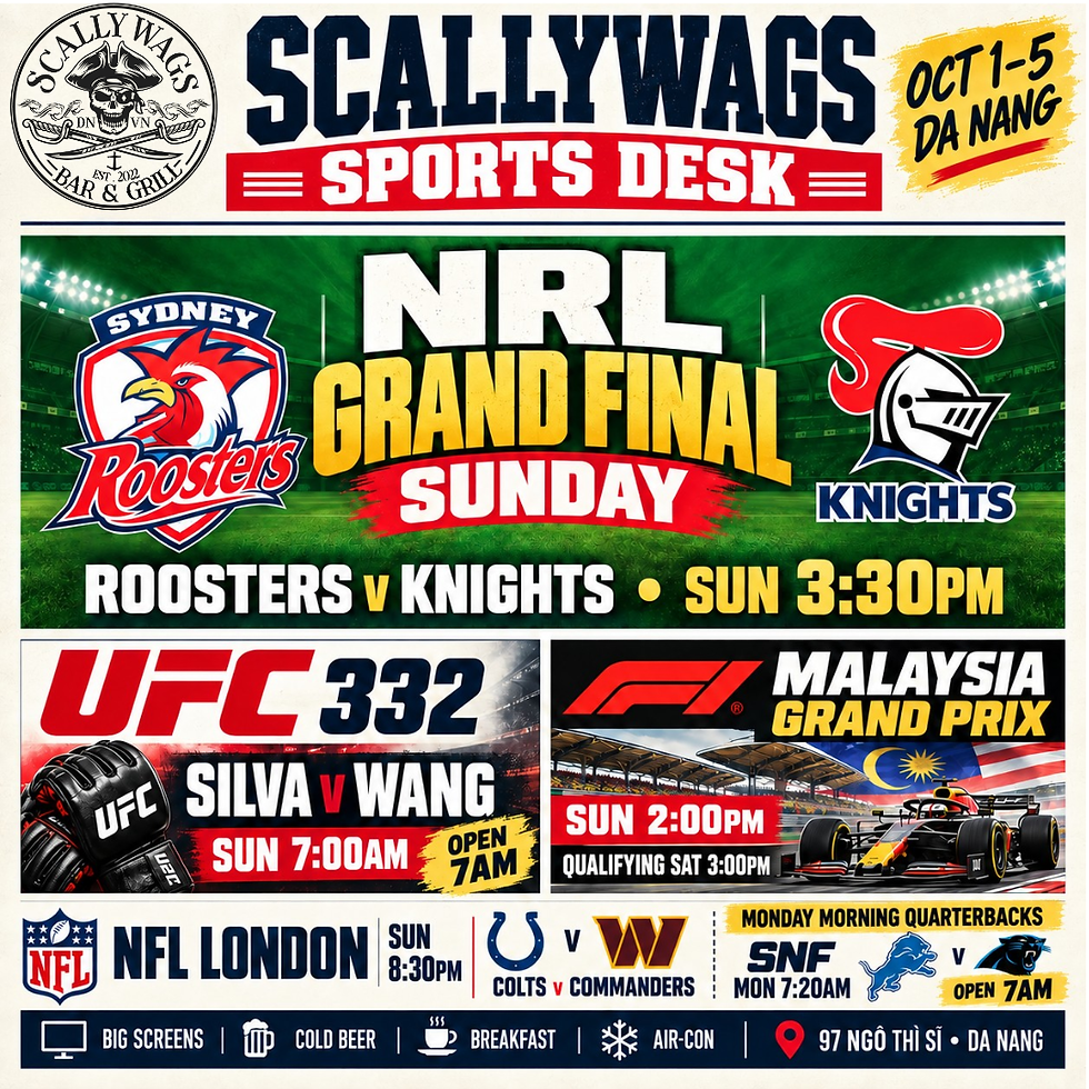 🏆 𝗟𝗜𝗩𝗘 𝗦𝗣𝗢𝗥𝗧 𝗜𝗡 𝗗𝗔 𝗡𝗔𝗡𝗚 | 𝗢𝗖𝗧 𝟭–𝟱, 𝟮𝟬𝟮𝟲 NRL GRAND FINAL • UFC 332 • F1 MALAYSIA • NFL