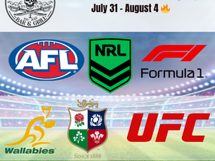 🎉 Huge Sports Week at Scallywags! | July 31 – Aug 4, 2025 🏉🏎️🥊