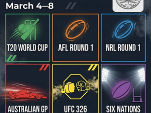 🏁 SEASON OPENER MEGA WEEK AT SCALLYWAGS 🏉🏎️🏏🥊March 4-8, 2026