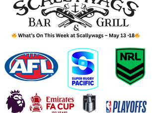 🏆 Live Sports This Week at Scallywags (May 13–18)