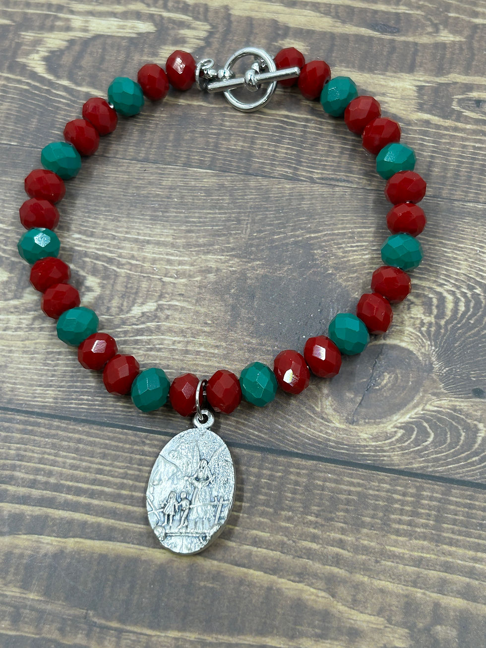 Thumbnail: Red and Green Saint Michael Bracelet