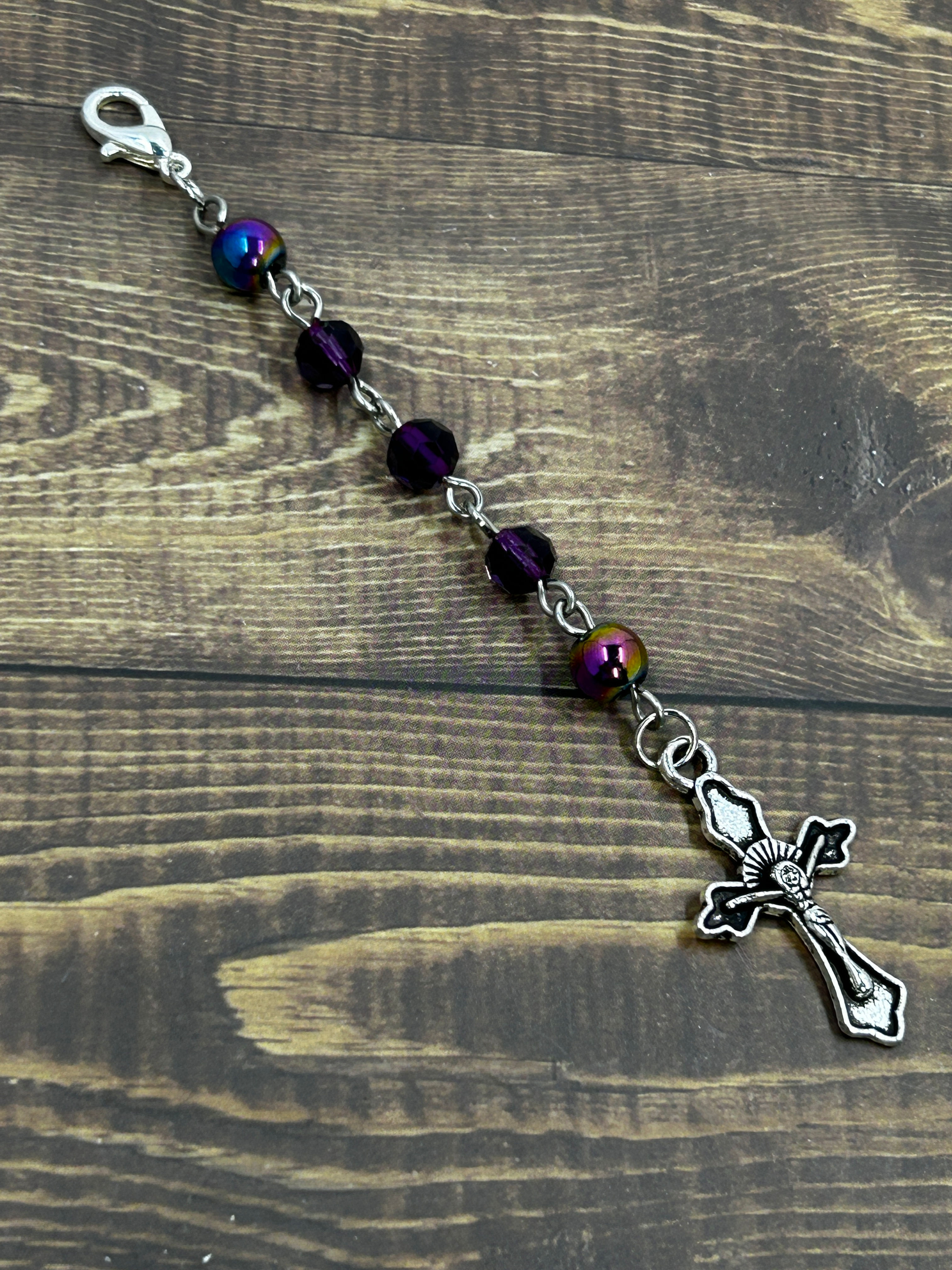 Black and Metallic Keychain Rosary