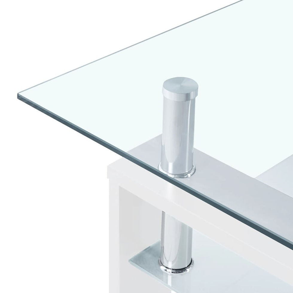 Thumbnail: Coffee Table White and Transparent 37.4"x21.7"x15.7" Tempered Glass