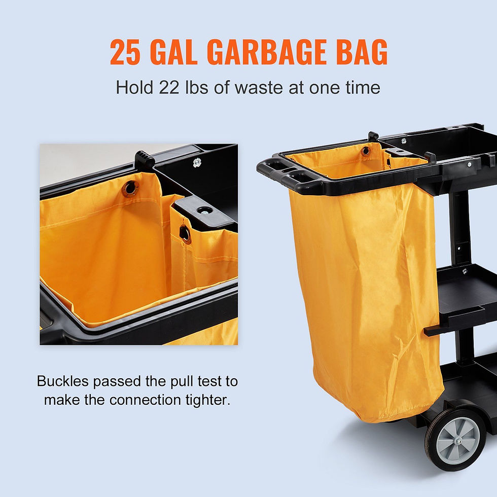 Thumbnail: VEVOR Cleaning Cart, 3-Shelf Commercial Janitorial Cart, 200 lbs Capacity Plasti