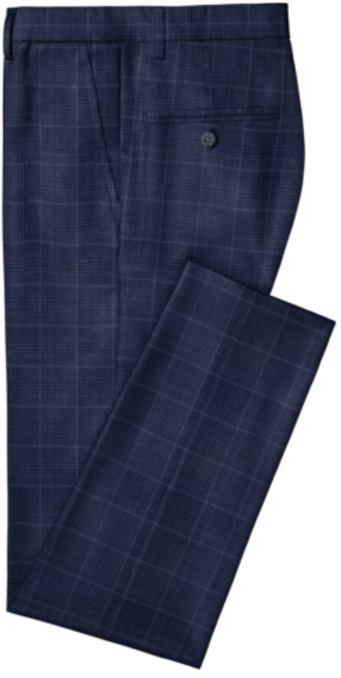 Pantalon laine carreaux bleu 3-3
